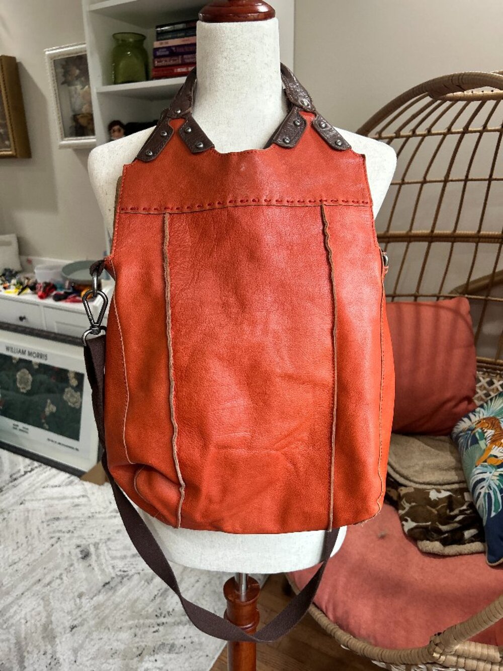 The Sak large foldover flap bag in orange